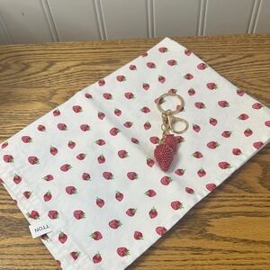 Strawberry Print Towel with Keychain